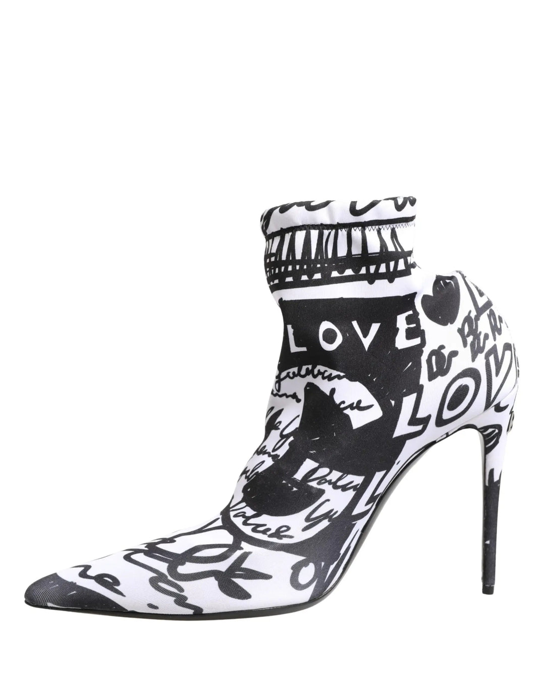 Dolce &amp; Gabbana White Graffiti Stretch Ankle Boots Shoes