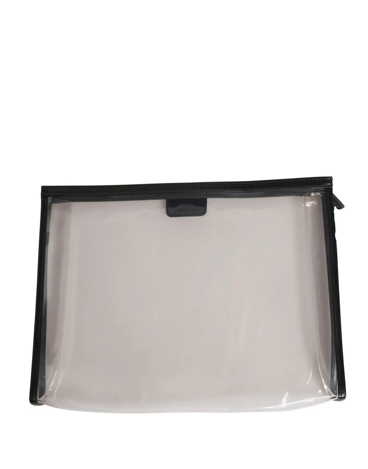 Dolce &amp; Gabbana Transparent PVC Clutch Pouch Purse Branded Logo Plaque Bag