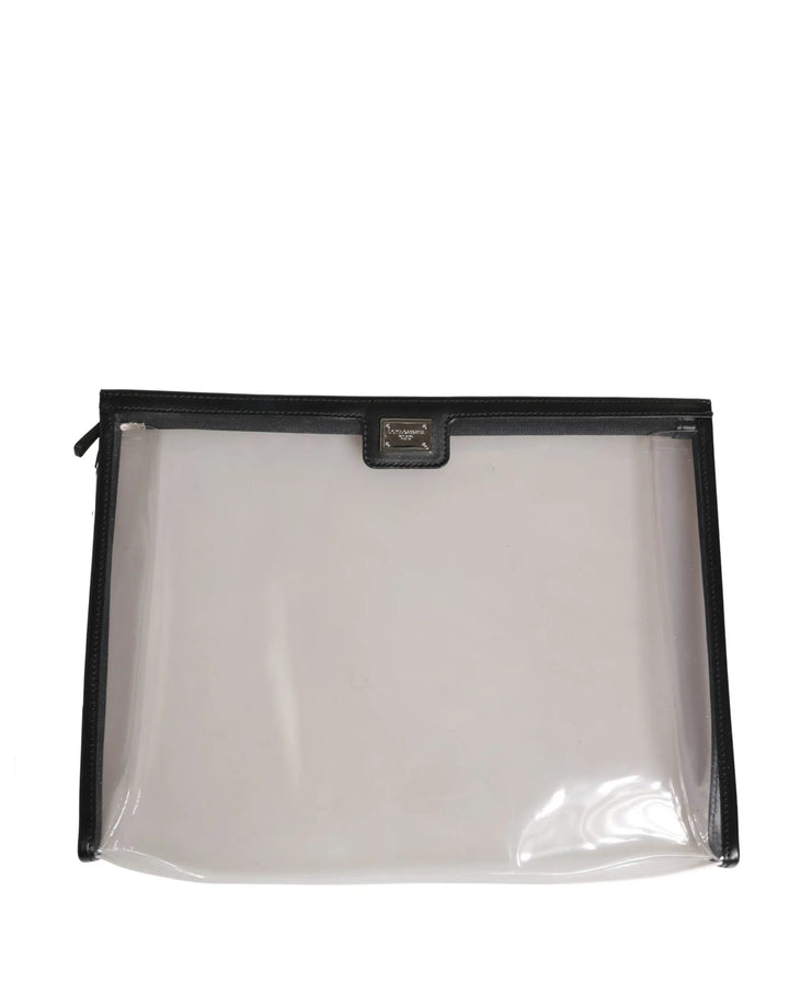 Dolce &amp; Gabbana Transparent PVC Clutch Pouch Purse Branded Logo Plaque Bag