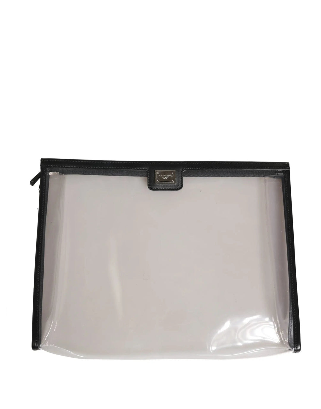 Dolce &amp; Gabbana Transparent PVC Clutch Pouch Purse Branded Logo Plaque Bag