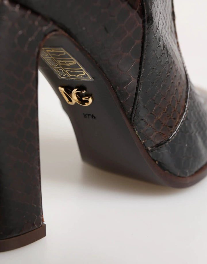 Dolce &amp; Gabbana Brown Exotic Leather Knee High Boots Shoes