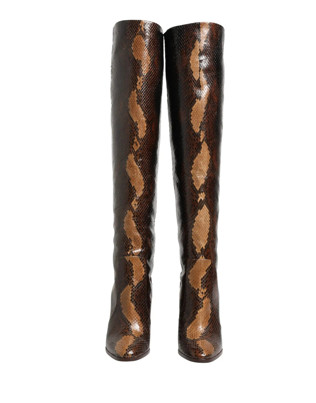 Dolce &amp; Gabbana Brown Exotic Leather Knee High Boots Shoes