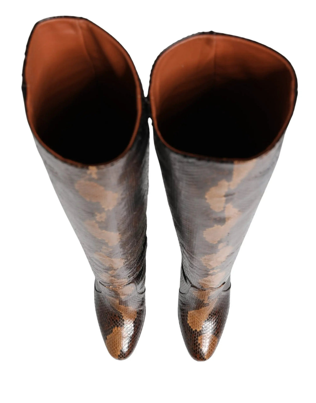 Dolce &amp; Gabbana Brown Exotic Leather Knee High Boots Shoes