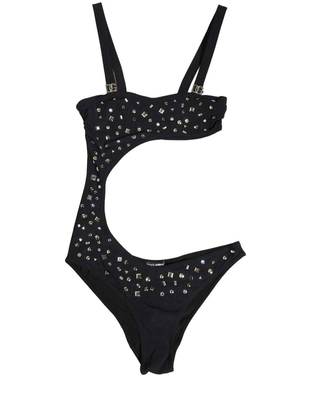 Dolce & Gabbana Sample Sale | Dolce & Gabbana Black Embellished Cutout Bandeau One Piece Swimwear - | Designer outlet