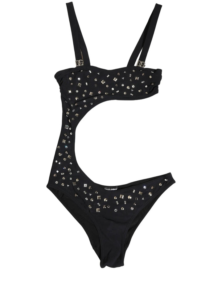 Dolce &amp; Gabbana Sample Sale | Dolce &amp; Gabbana Black Embellished Cutout Bandeau One Piece Swimwear - | Designer outlet