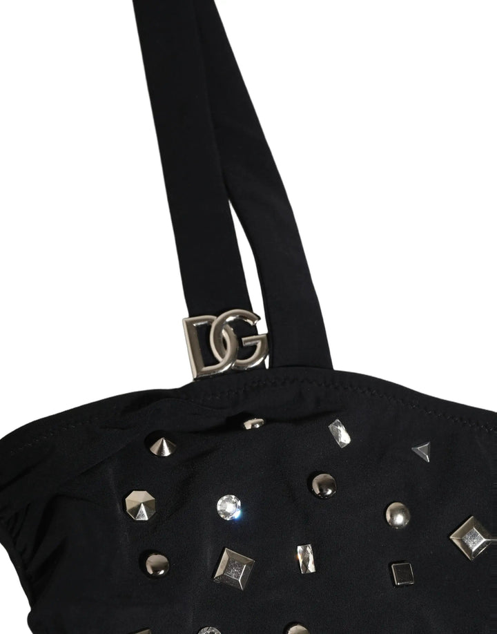 Dolce &amp; Gabbana Sample Sale | Dolce &amp; Gabbana Black Embellished Cutout Bandeau One Piece Swimwear - | Designer outlet