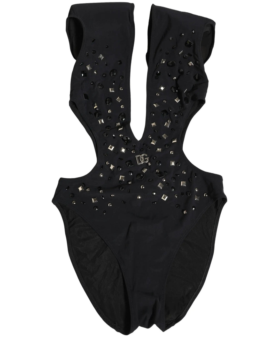 Dolce &amp; Gabbana Sample Sale | Dolce &amp; Gabbana Black Logo Embellished Cutout One Piece Swimwear - | Designer outlet