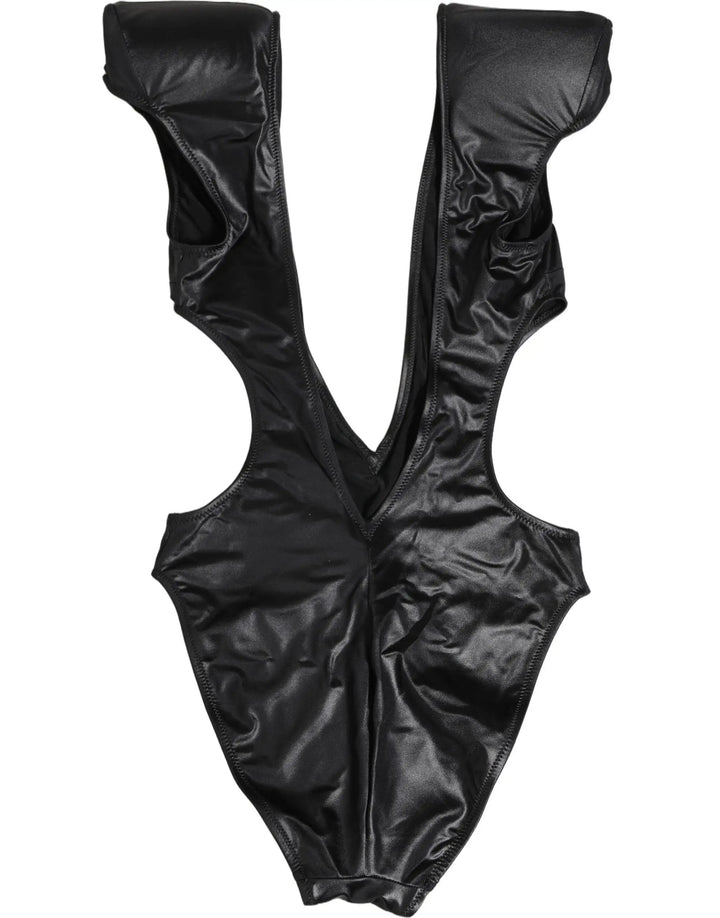 Dolce &amp; Gabbana Sample Sale | Dolce &amp; Gabbana Black Deep V-Neck Cutout One Piece Swimwear - | Designer outlet