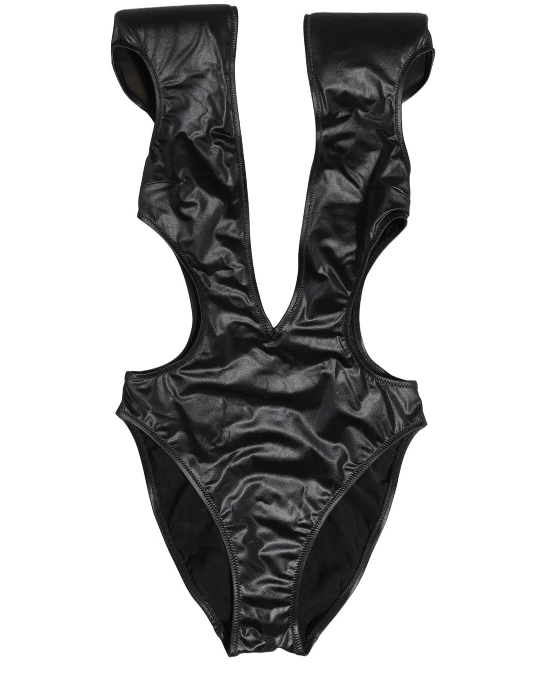 Dolce &amp; Gabbana Sample Sale | Dolce &amp; Gabbana Black Deep V-Neck Cutout One Piece Swimwear - | Designer outlet