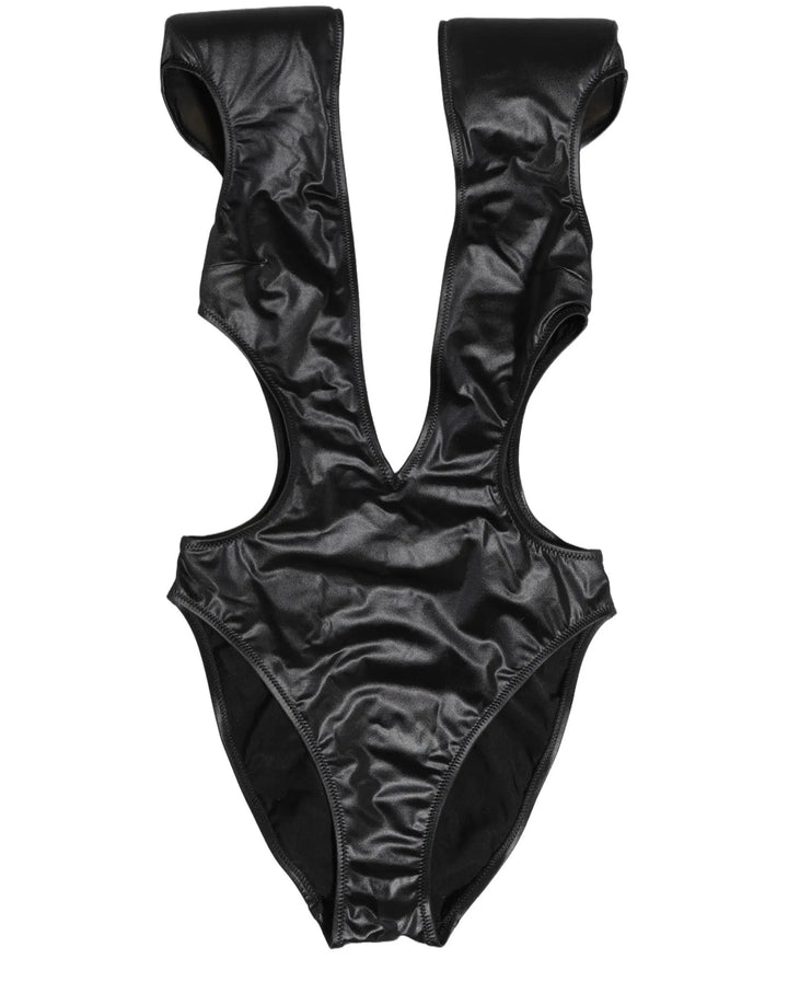 Dolce &amp; Gabbana Sample Sale | Dolce &amp; Gabbana Black Deep V-Neck Cutout One Piece Swimwear - | Designer outlet
