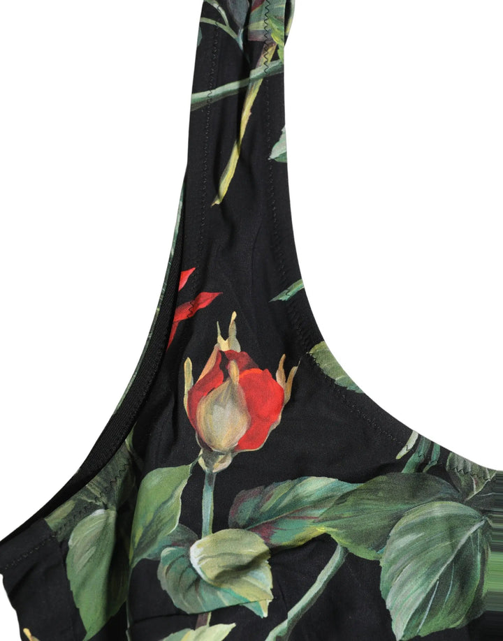 Dolce &amp; Gabbana Sample Sale | Dolce &amp; Gabbana Black Floral Print One Piece Swimsuit Swimwear - | Designer outlet
