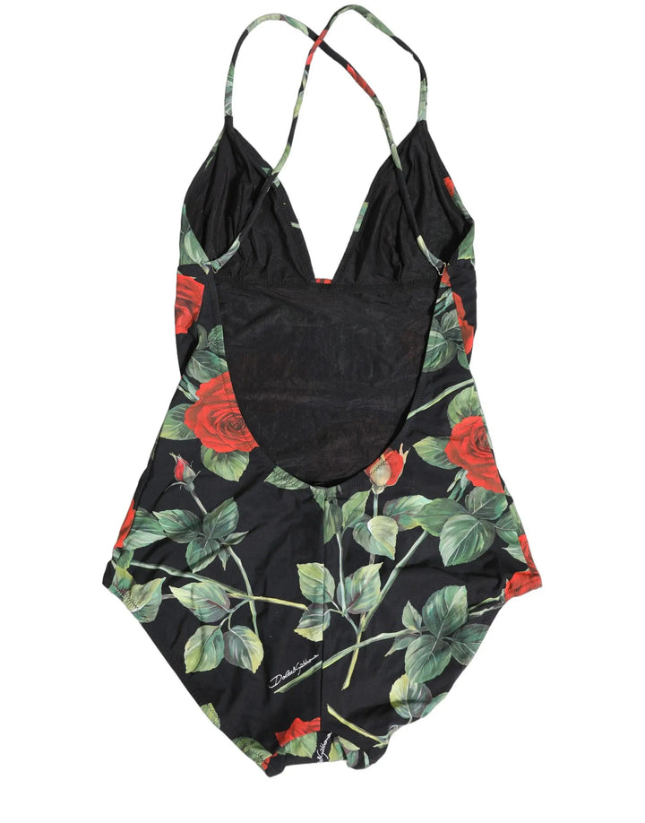 Dolce &amp; Gabbana Sample Sale | Dolce &amp; Gabbana Black Floral Print One Piece Swimsuit Swimwear - | Designer outlet