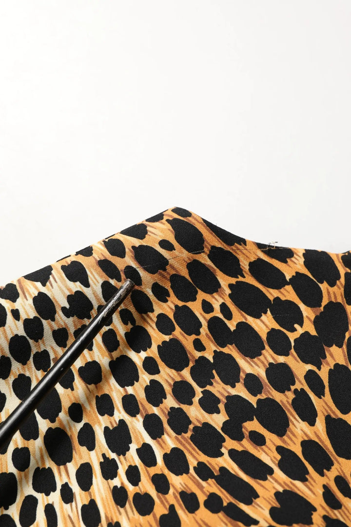Dolce &amp; Gabbana Brown Leopard Print Silk Sheath Midi Dress