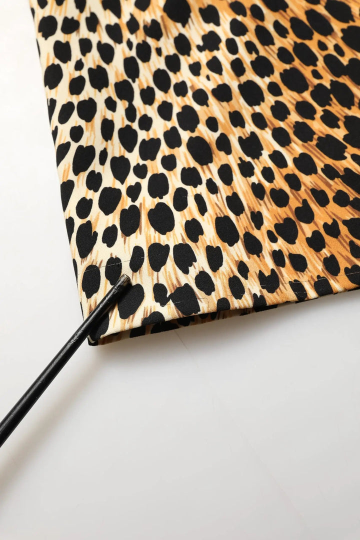 Dolce &amp; Gabbana Brown Leopard Print Silk Sheath Midi Dress