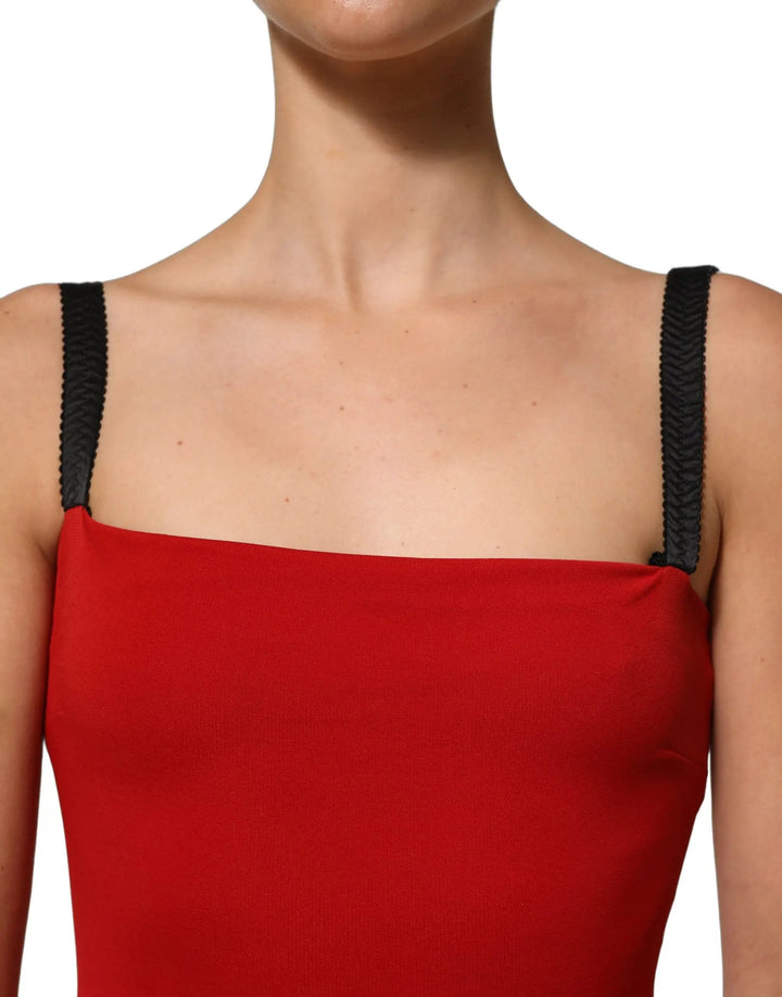 Dolce &amp; Gabbana Red Stretch Bodycon Sheath Knee Length Dress