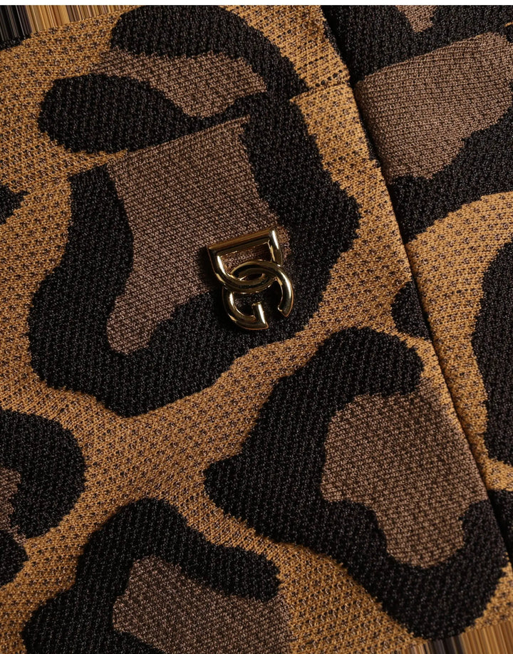 Dolce &amp; Gabbana Brown LeopardPrint Flared A-line Mini Dress