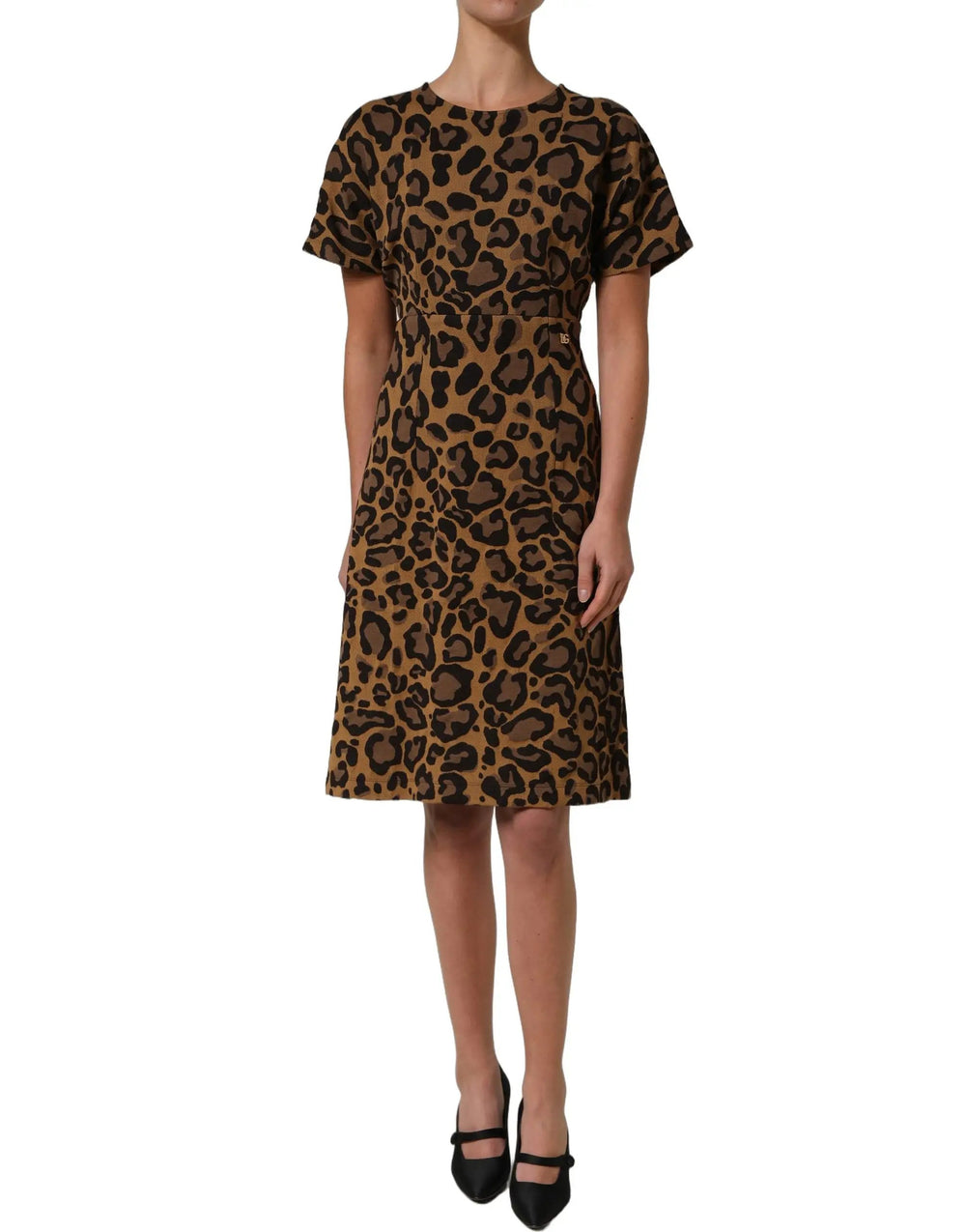 Dolce & Gabbana Sample Sale | Dolce & Gabbana Brown LeopardPrint Flared A-line Mini Dress - | Designer outlet