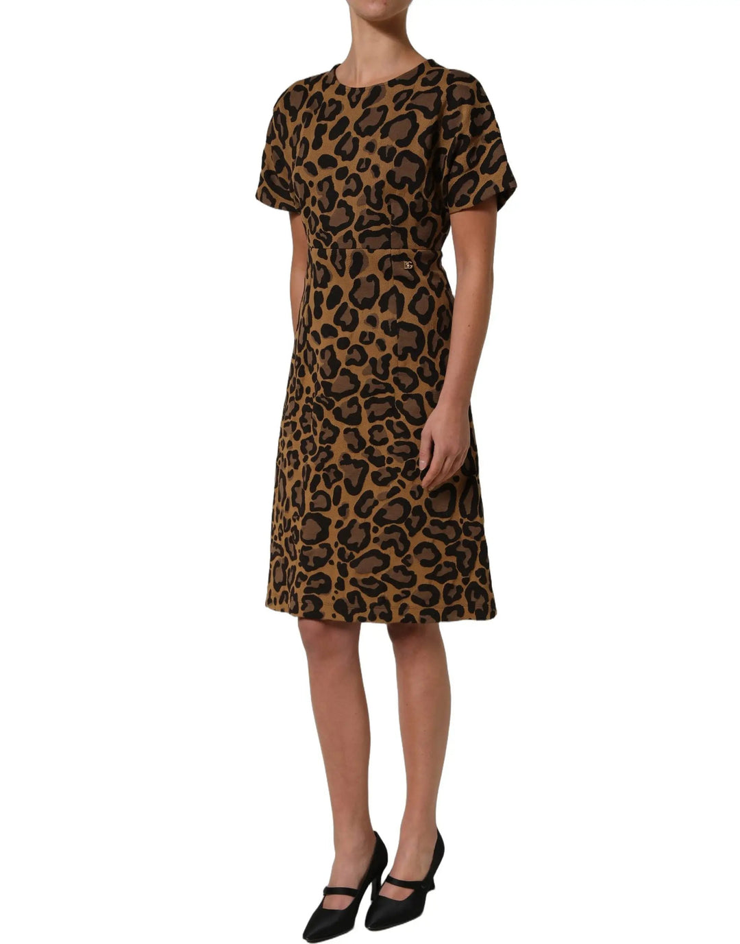 Dolce &amp; Gabbana Brown LeopardPrint Flared A-line Mini Dress