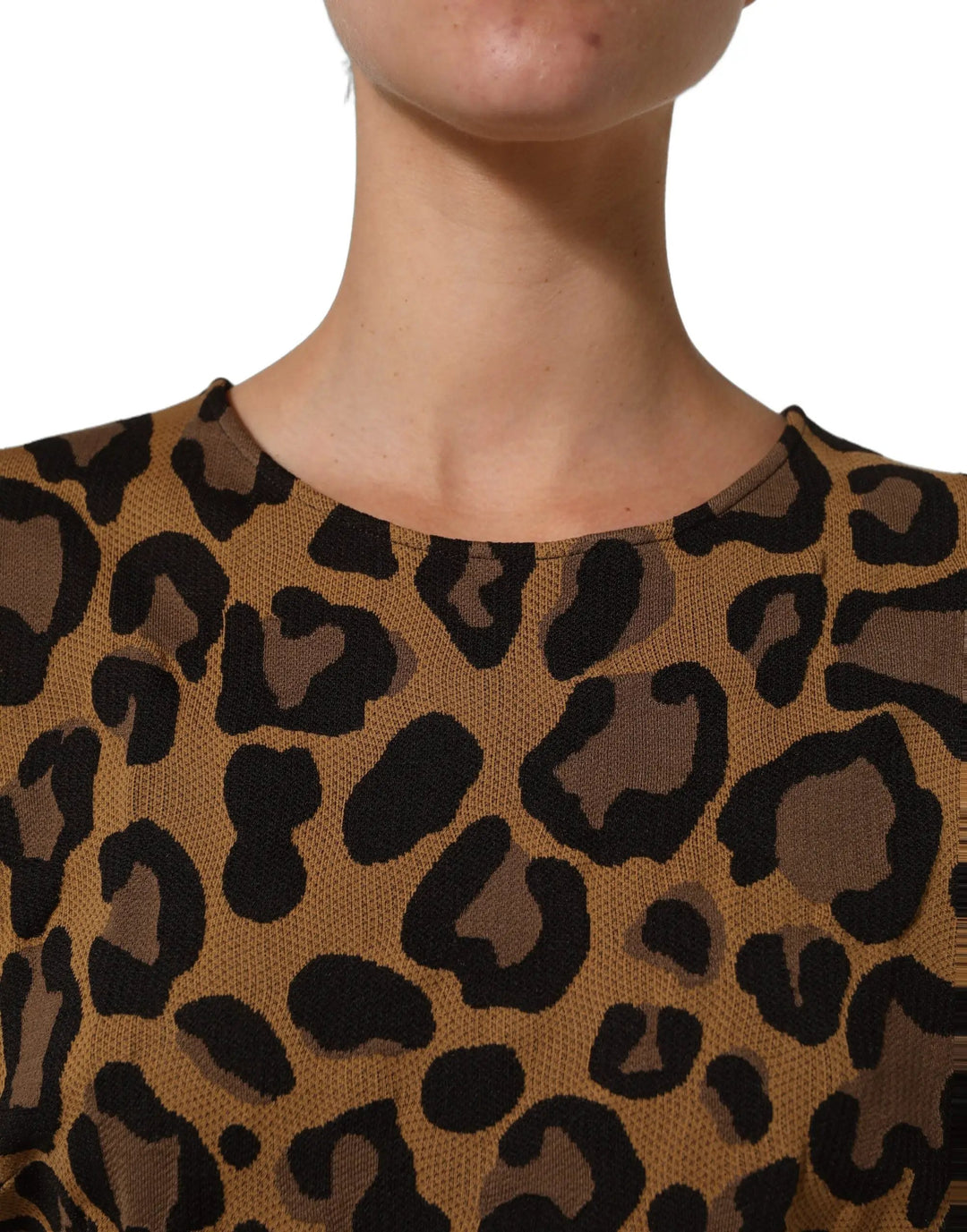 Dolce &amp; Gabbana Brown LeopardPrint Flared A-line Mini Dress