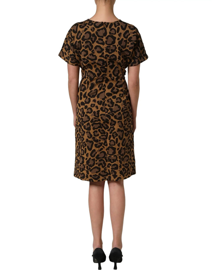 Dolce &amp; Gabbana Brown LeopardPrint Flared A-line Mini Dress