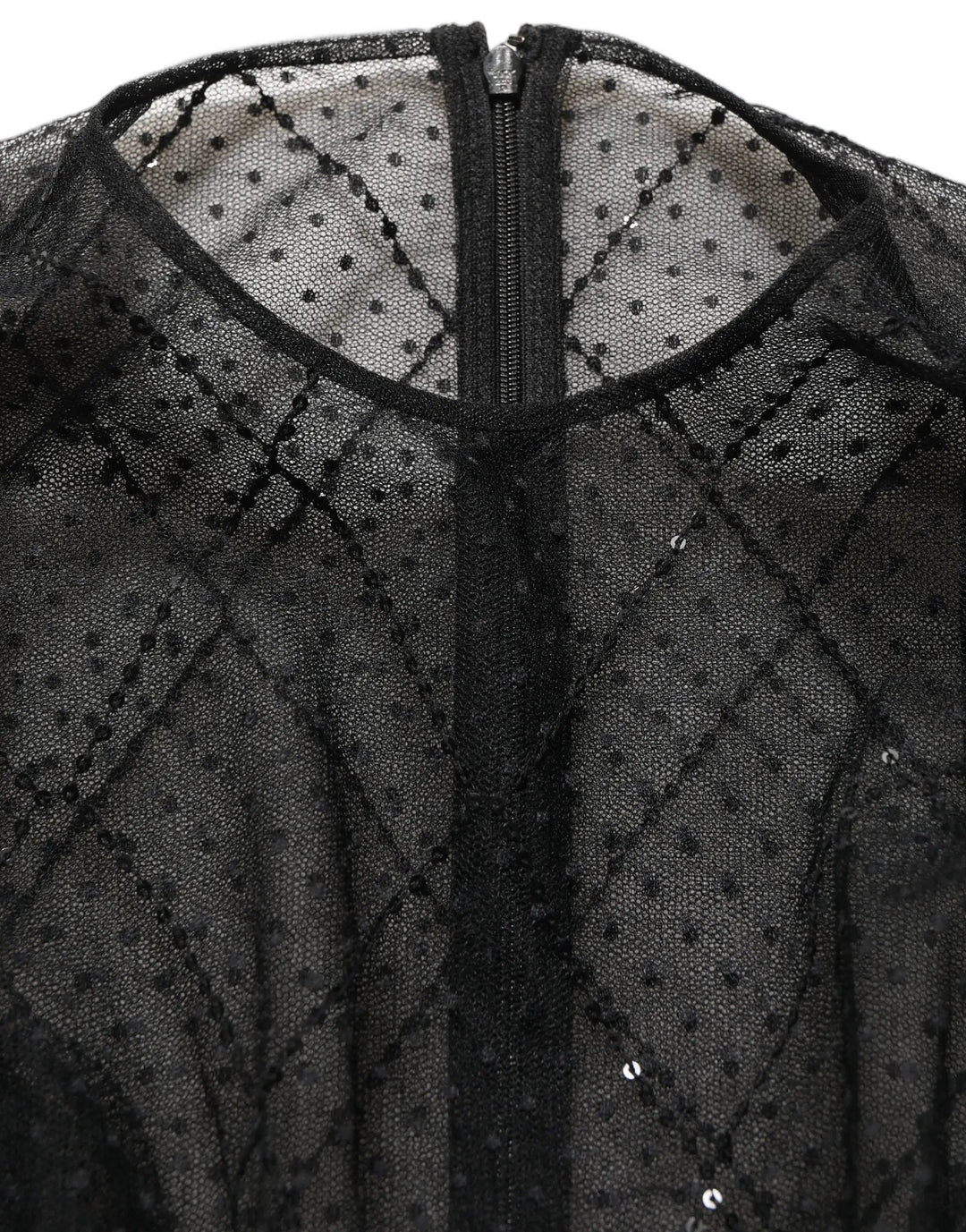 Dolce &amp; Gabbana Black Mesh Lace Long Sleeved Maxi Gown Dress