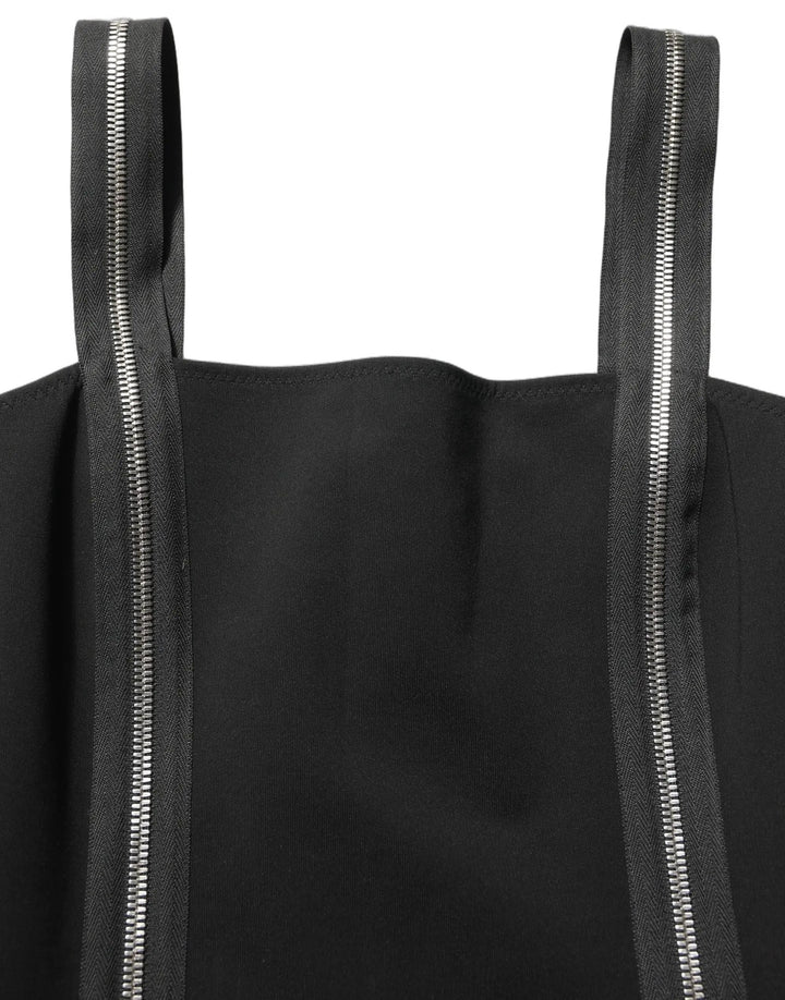Dolce &amp; Gabbana Black Sleeveless Front Zipper Midi Dress