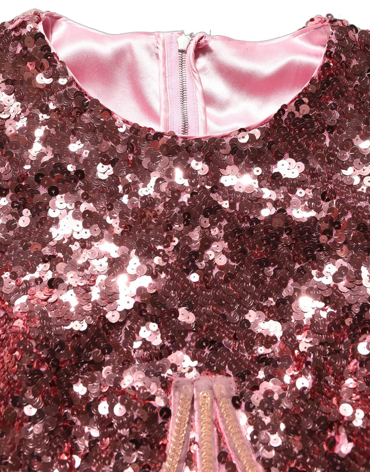 Dolce &amp; Gabbana Pink Long Sequined Corset Detailing Gown Dress