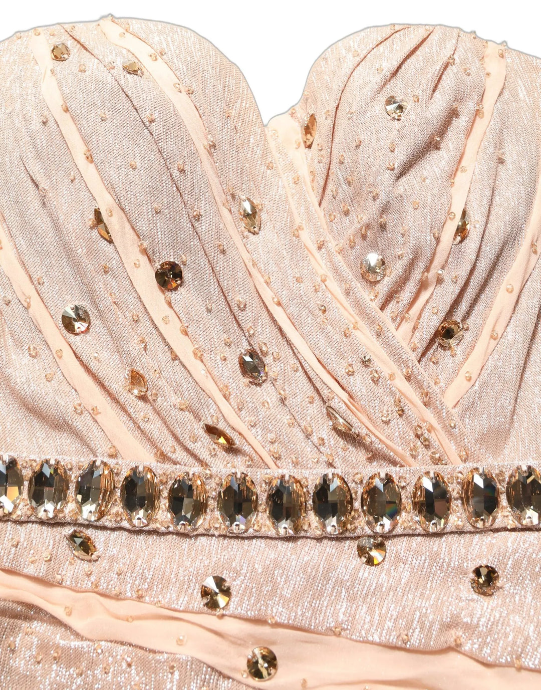 Dolce &amp; Gabbana Nude Embellished Strapless Evening Gown Dress