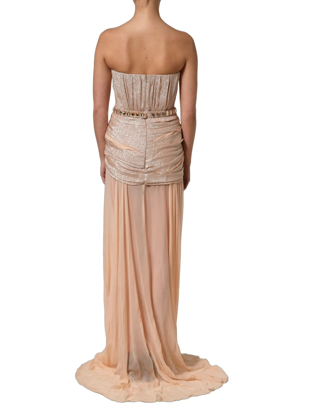 Dolce &amp; Gabbana Nude Embellished Strapless Evening Gown Dress