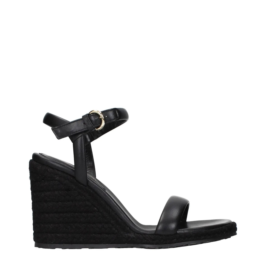 Gianvito Rossi Sample Sale | Gianvito Rossi Black Leather Wedge Sandals - | Designer outlet