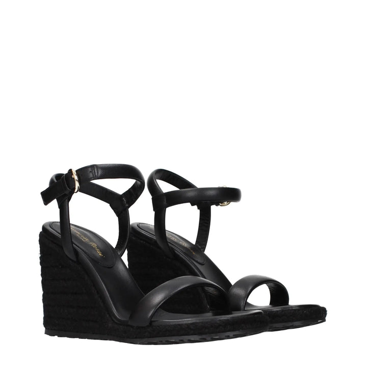 Gianvito Rossi Sample Sale | Gianvito Rossi Black Leather Wedge Sandals - | Designer outlet