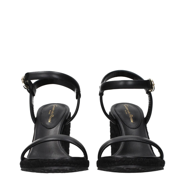 Gianvito Rossi Sample Sale | Gianvito Rossi Black Leather Wedge Sandals - | Designer outlet