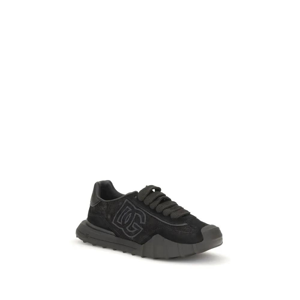 Dolce &amp; Gabbana Sample Sale | Dolce &amp; Gabbana Black Calf Leather Bos Taurus Chunky Sneakers - | Designer outlet