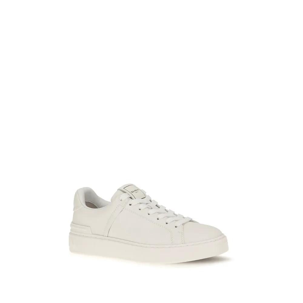 Balmain Sample Sale | Balmain White Calf Leather Bos Taurus Athletic Sneakers - | Designer outlet