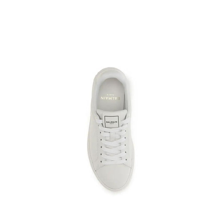 Balmain White Calf Leather Bos Taurus Athletic Sneakers