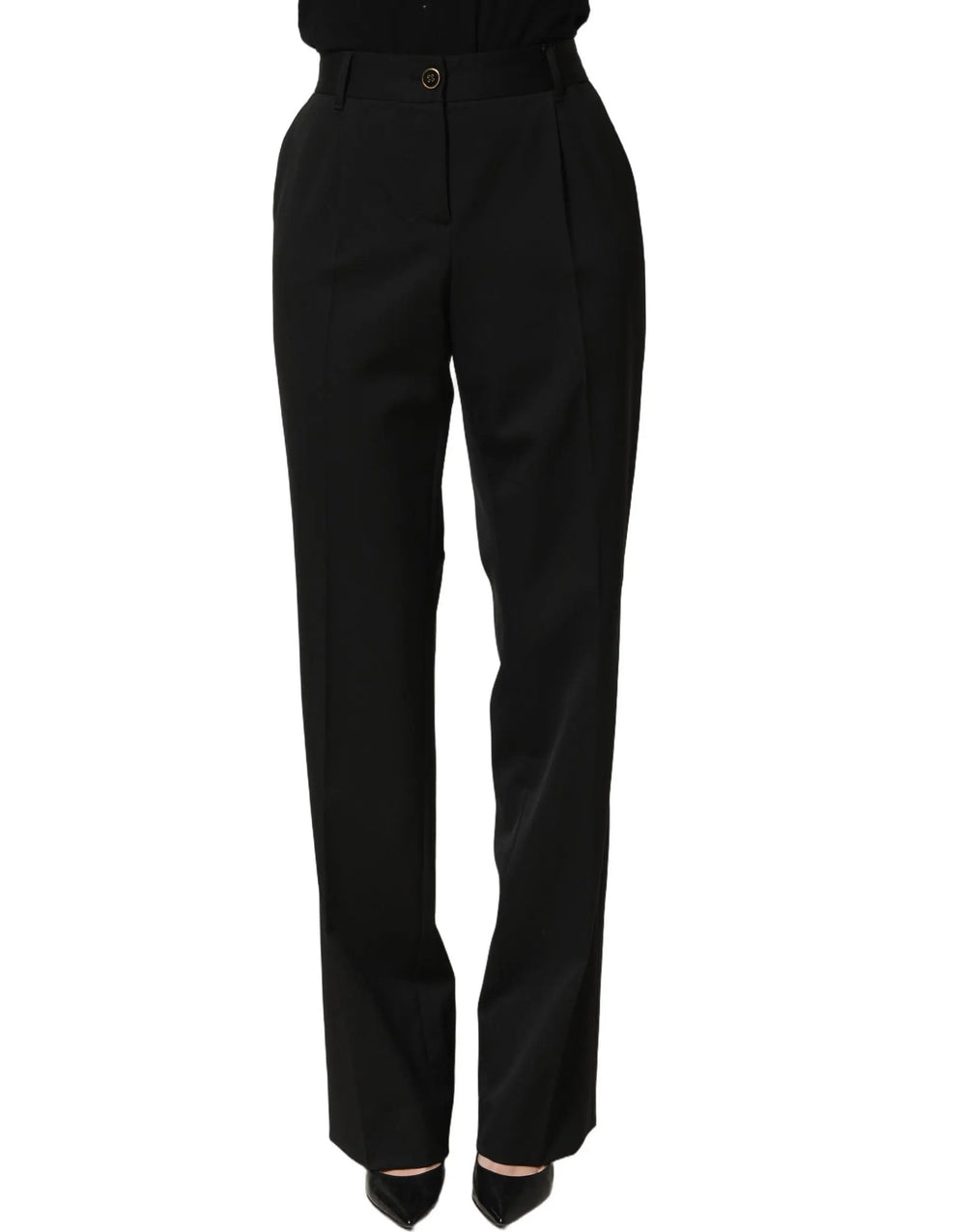 Dolce & Gabbana Sample Sale | Dolce & Gabbana Black High Waist Straight Dress Trouser Pants - | Designer outlet