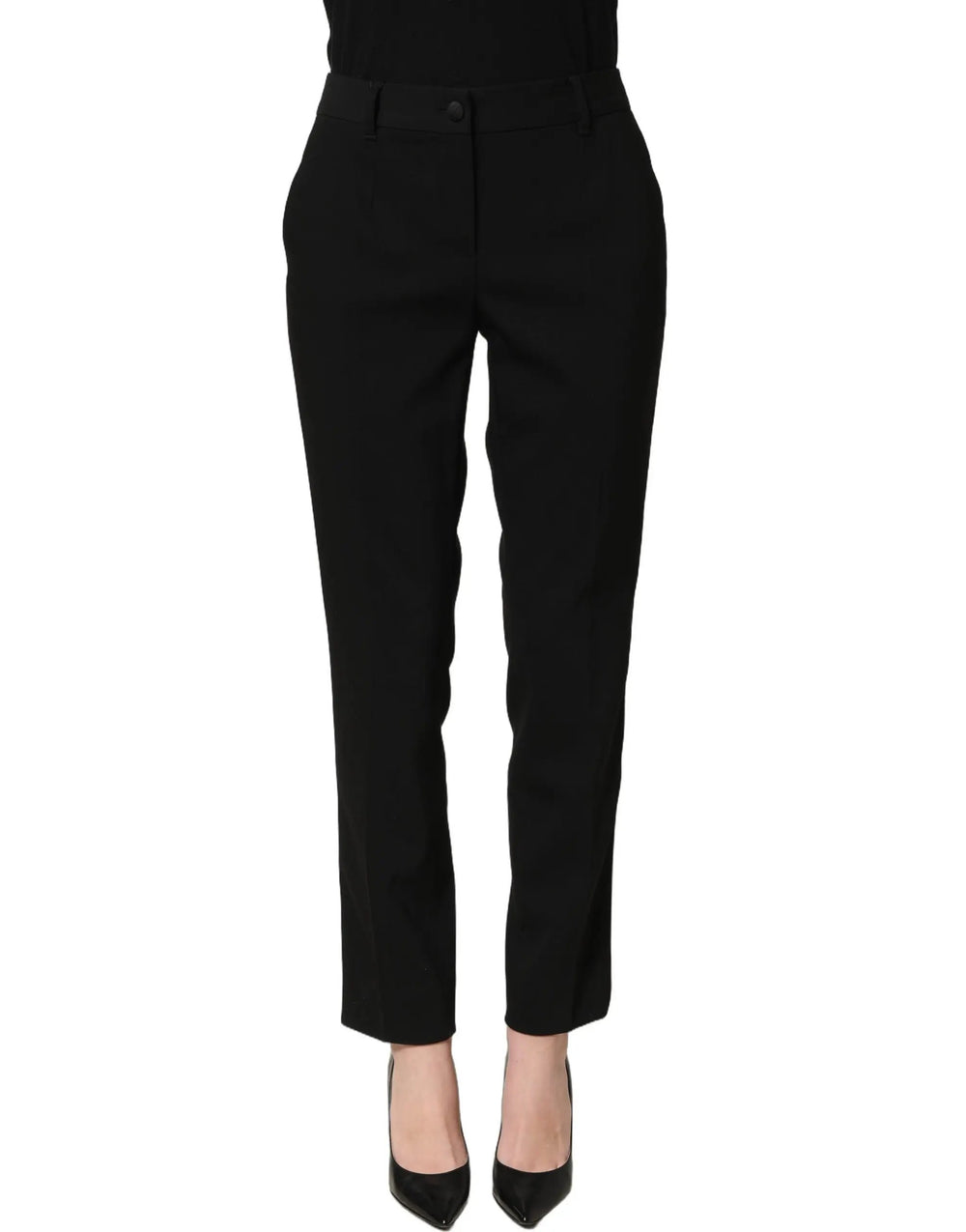 Dolce & Gabbana Sample Sale | Dolce & Gabbana Black HighWaist Straight Dress Trouser Pants - | Designer outlet