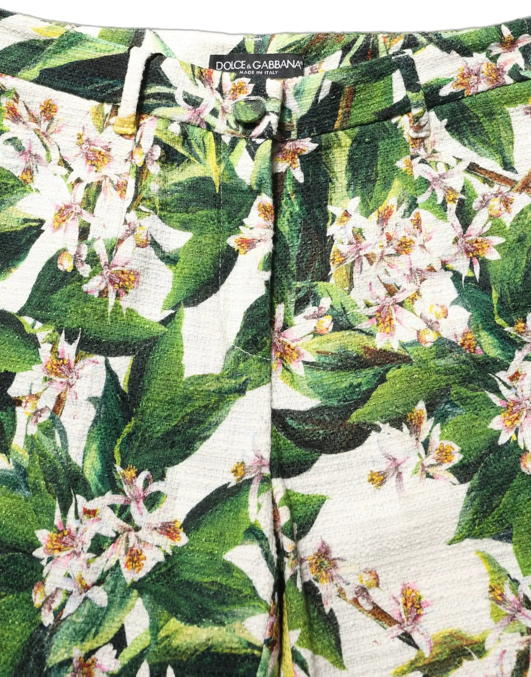 Dolce &amp; Gabbana White Floral Print Cropped Straight Pants