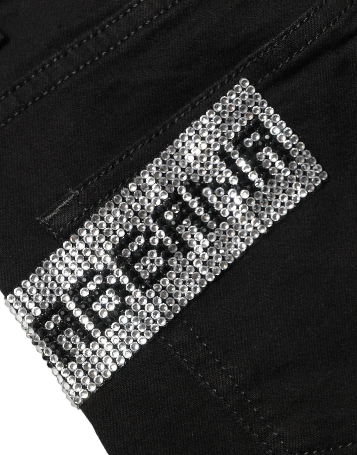 Dolce &amp; Gabbana Black Grace Rhinestone HighWaist Denim Jeans