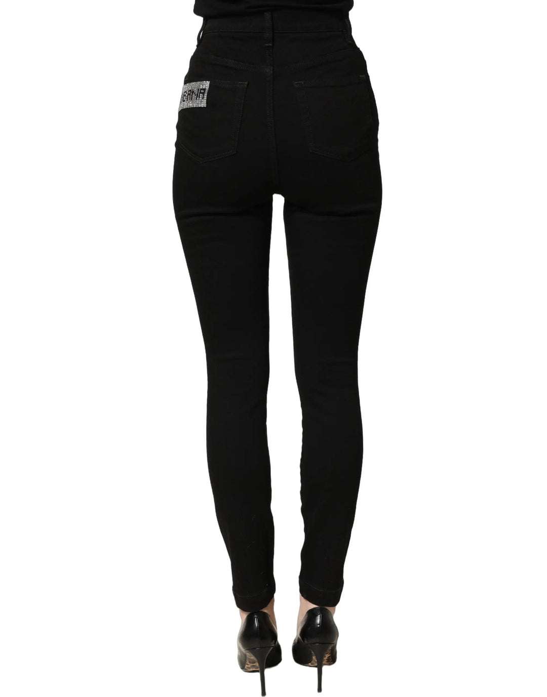 Dolce &amp; Gabbana Black Grace Rhinestone HighWaist Denim Jeans