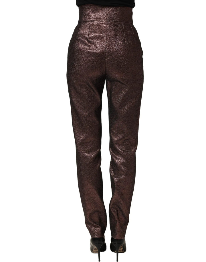 Dolce &amp; Gabbana Metallic Brown High Waist Tapered Leg Pants