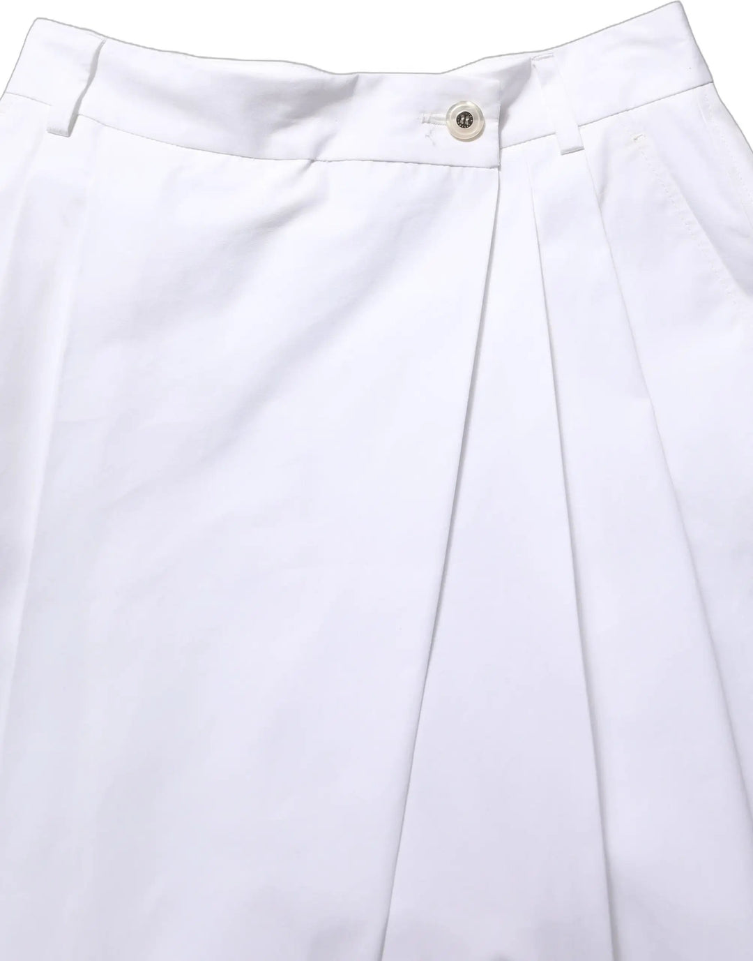 Dolce &amp; Gabbana White Cotton High Waist Pleated Wide Leg Pants