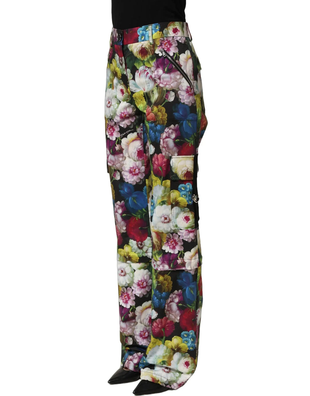 Dolce &amp; Gabbana Multicolor Floral High Waist Wide Leg Pants