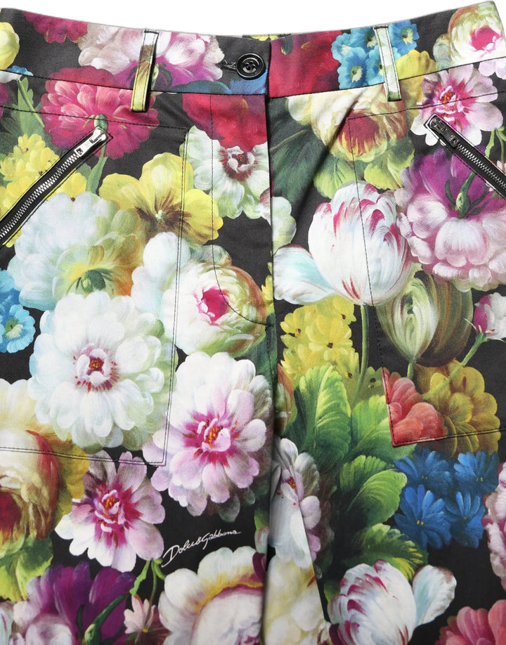 Dolce &amp; Gabbana Multicolor Floral High Waist Wide Leg Pants