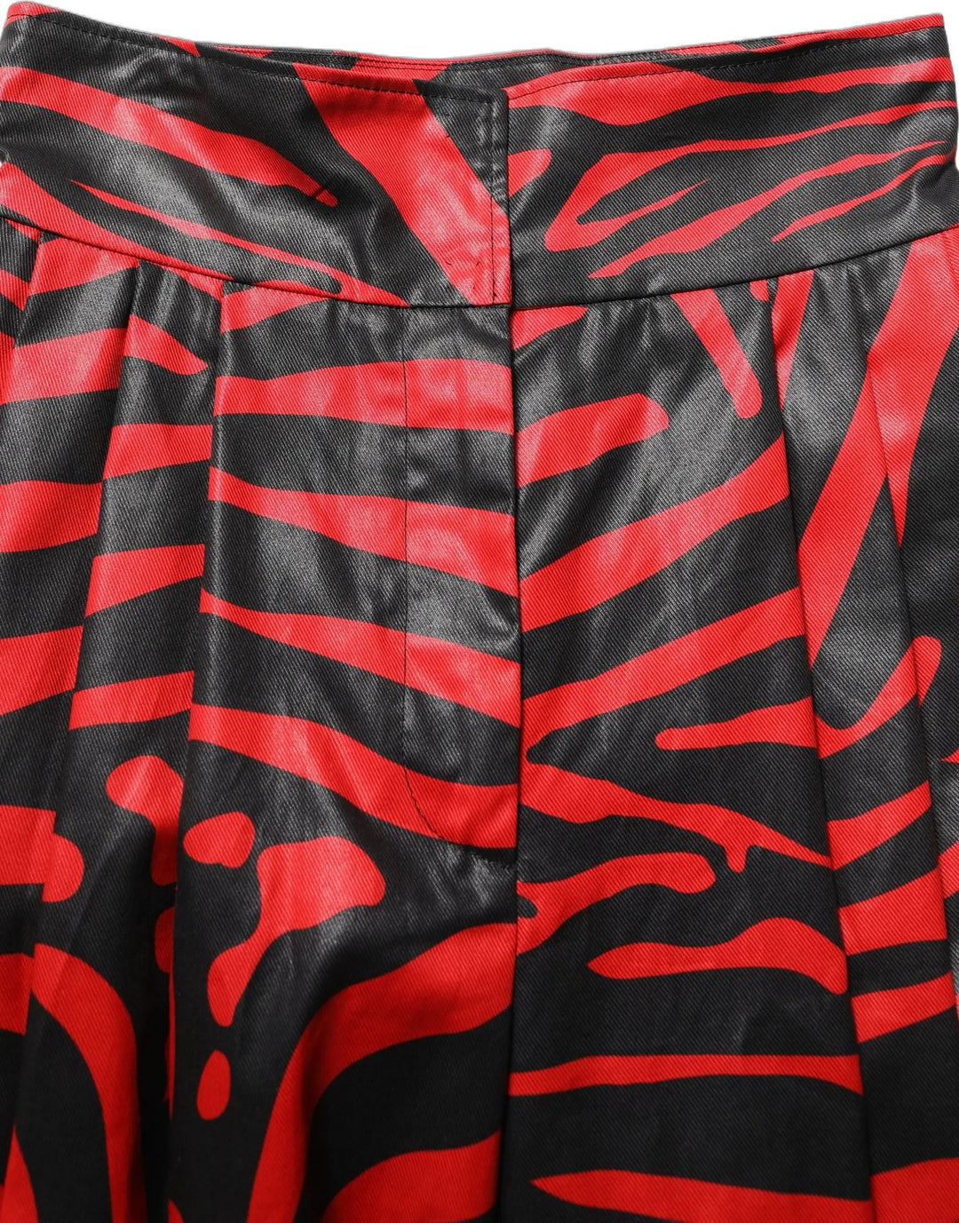 Dolce &amp; Gabbana Red Black Zebra Print Cotton HighWaist Pants