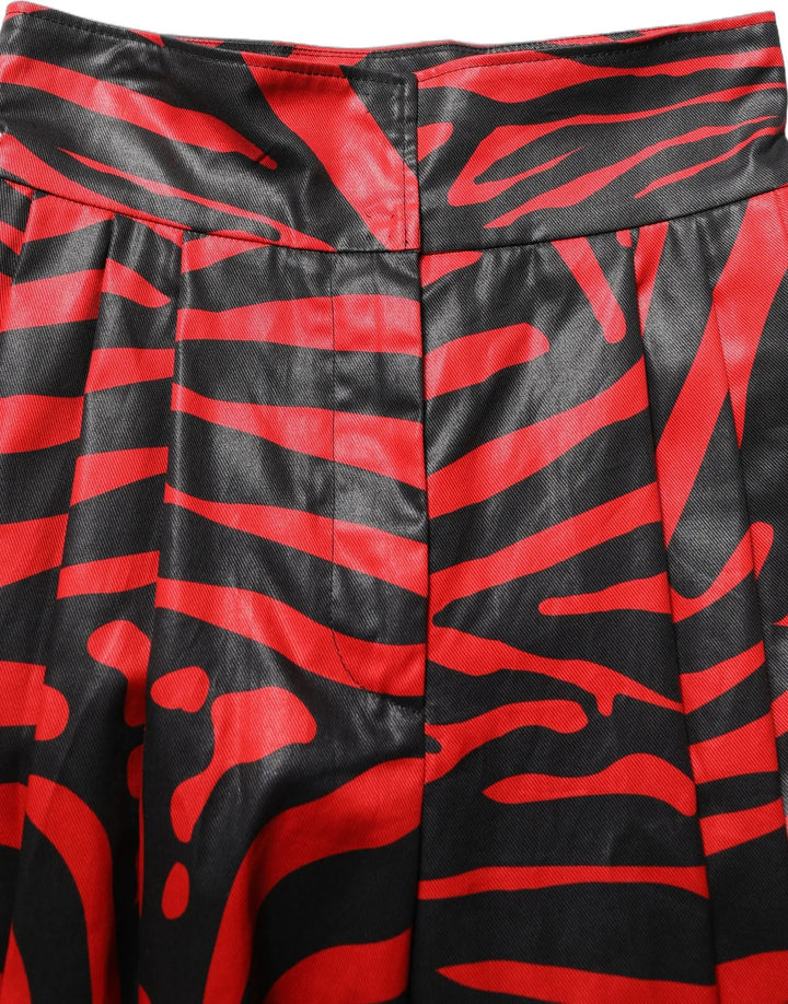 Dolce &amp; Gabbana Red Black Zebra Print Cotton HighWaist Pants