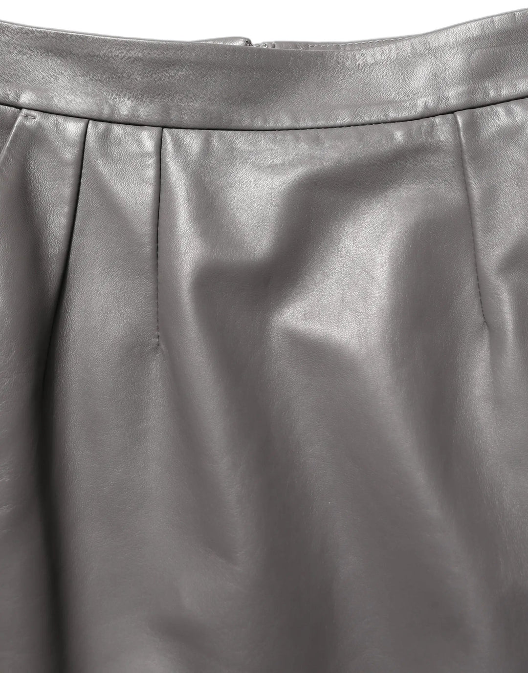 Dolce &amp; Gabbana Gray Leather High Waist Pencil Cut Midi Skirt