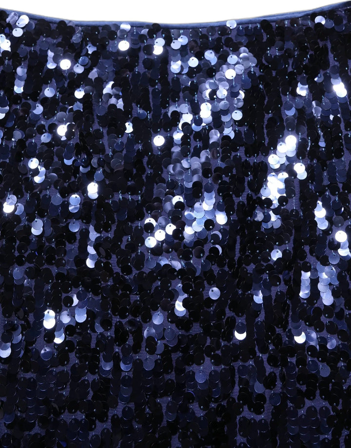Dolce &amp; Gabbana Blue Sequin High Waist PencilCut Midi Skirt