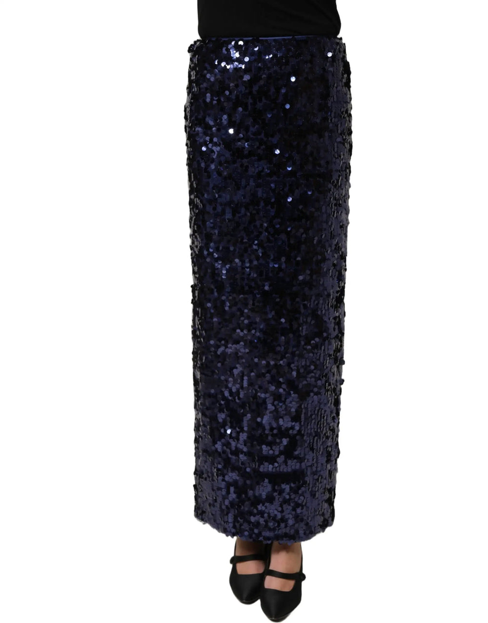 Dolce & Gabbana Sample Sale | Dolce & Gabbana Blue Sequin High Waist PencilCut Midi Skirt - | Designer outlet
