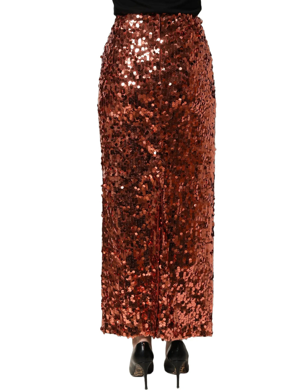 Dolce & Gabbana Sample Sale | Dolce & Gabbana Bronze Sequin HighWaist PencilCut Midi Skirt - | Designer outlet